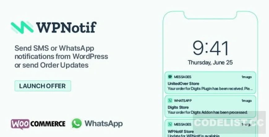 WPNotif v2.9.5 - WordPress SMS &amp; WhatsApp Notifications