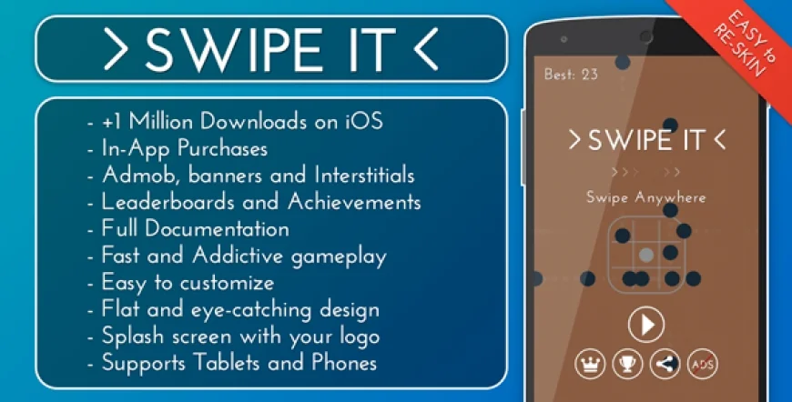 Swipe It - Admob + IAP + Leaderboards