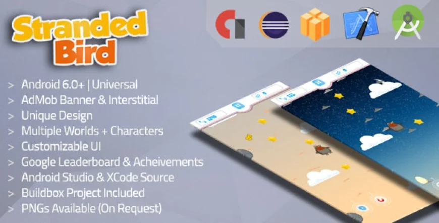 Stranded Bird v2 Admob + Multiple Worlds & Characters (Android + iOS + Buildbox Included)