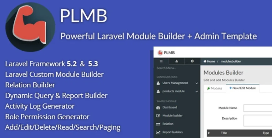 PLMB - Powerful Laravel CRUD Generator - Package Builder + Dynamic Report Builder + Admin Template