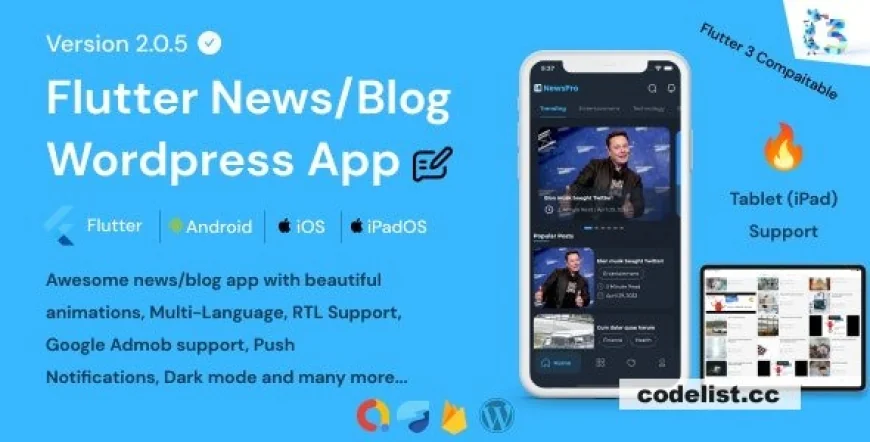 NewsPro v2.1.0 - Blog/News/Article App For Wordpress