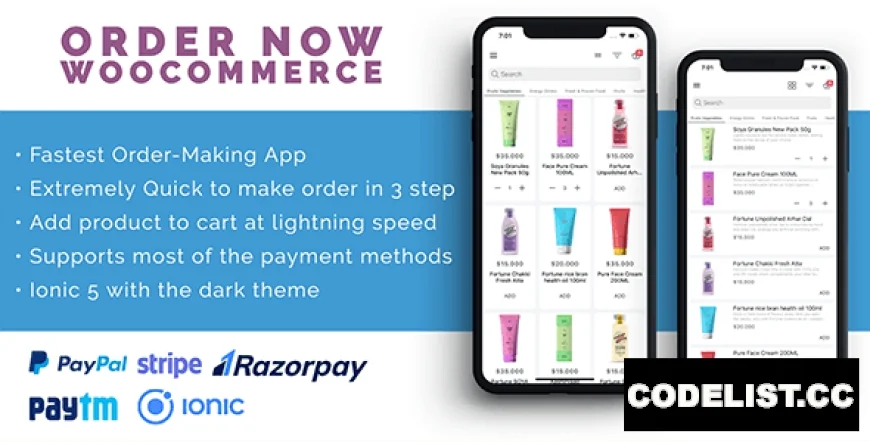 Order Now v1.0 - Mobile app for WooCommerce ionic 5