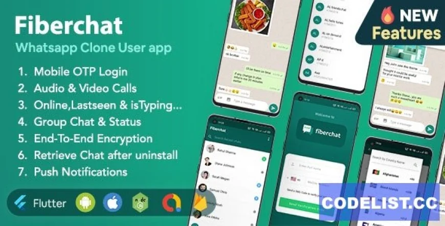 Fiberchat v1.0.33 - Whatsapp Clone Full Chat &amp; Call App | Android &amp; iOS Flutter Chat app