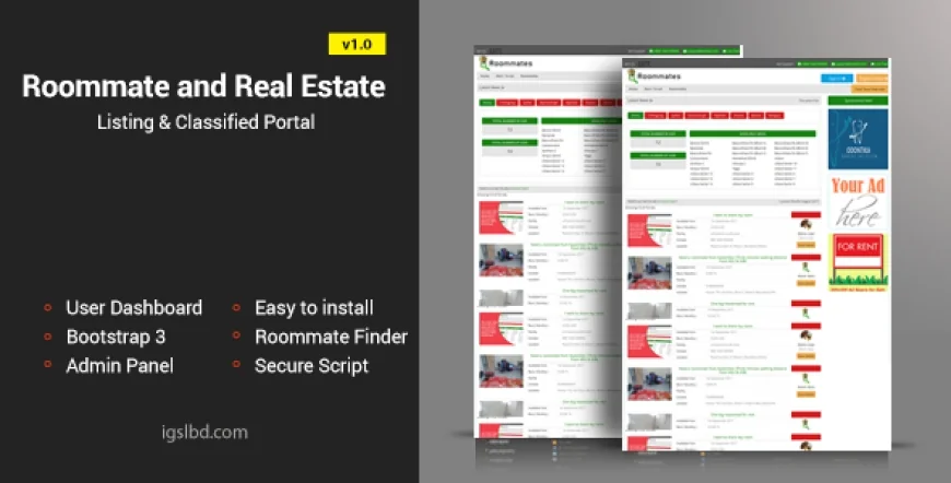 Roommate and Real Estate Listing Classified Responsive Web Application