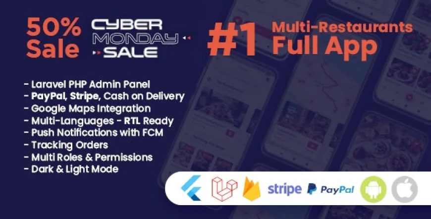Food Delivery Flutter + PHP Laravel Admin Panel v1.4