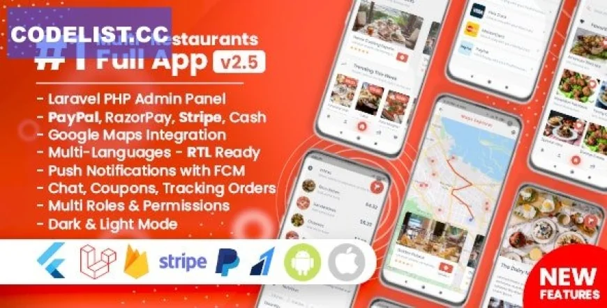 Food Delivery Flutter + PHP Laravel Admin Panel v2.5.0