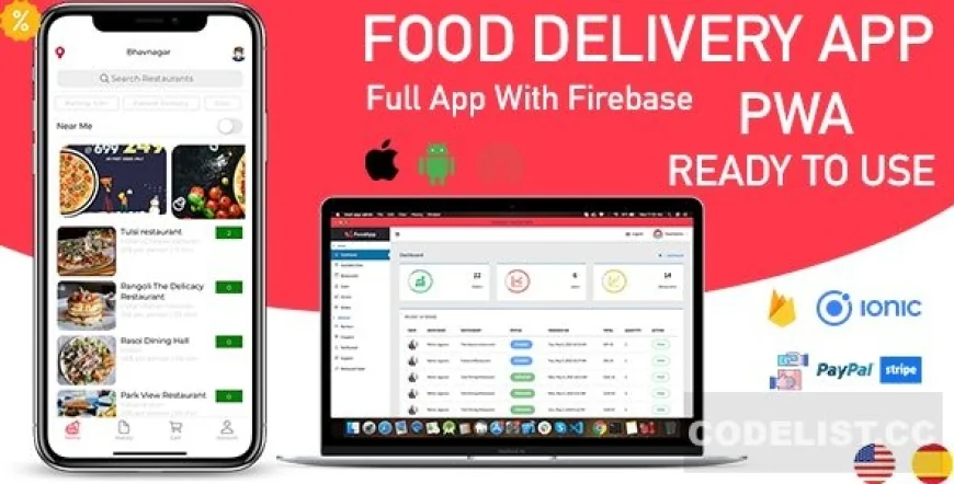 ionic 5 food delivery full (Android + iOS + Admin Panel PWA) app with firebase v1.0