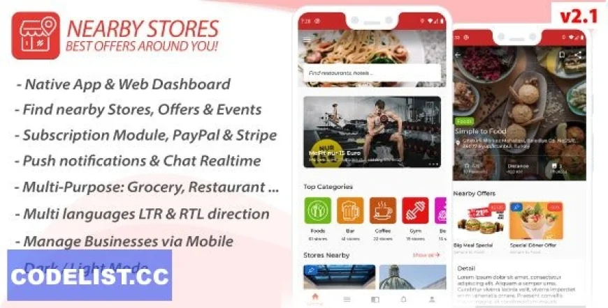 Nearby Stores Android v2.1 - Offers, Events, Multi-Purpose, Restaurant, Market - Subscription & WEB Panel