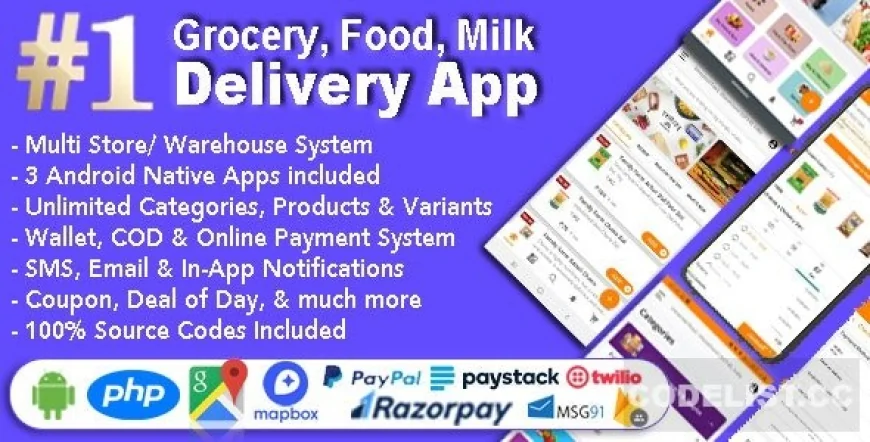 Grocery and Vegetable Delivery Android App with Admin Panel v1.6.6 - Multi-Store with 3 Apps