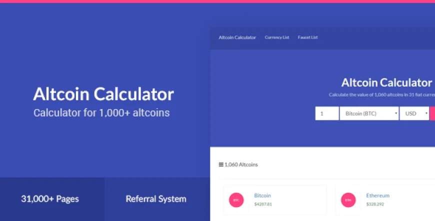 Altcoin Calculator - 1,000+ Crypto & 31 Fiat Currencies
