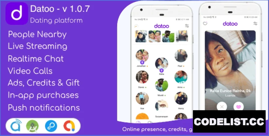 Datoo v1.0.7 - Dating platform with Live Steaming and Video calls + Admin Panel